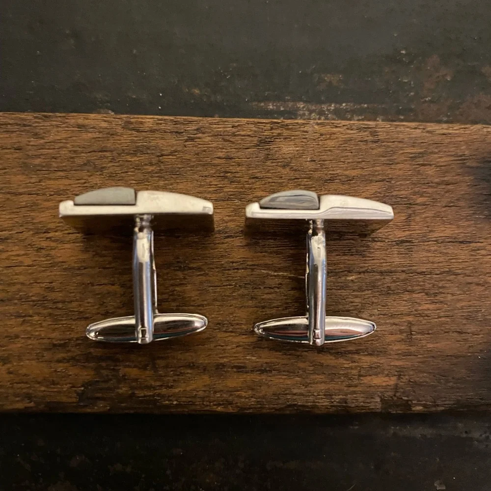 Cuff links two toned with diamond stud in each ~